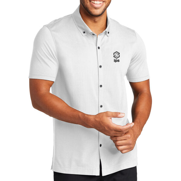 IPS Embroidered - Stretch Pique Full Button Polo Thumbnail
