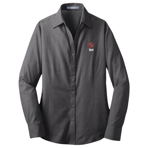 Embroidered IPS - Ladies Crosshatch Easy Care Shirt Thumbnail