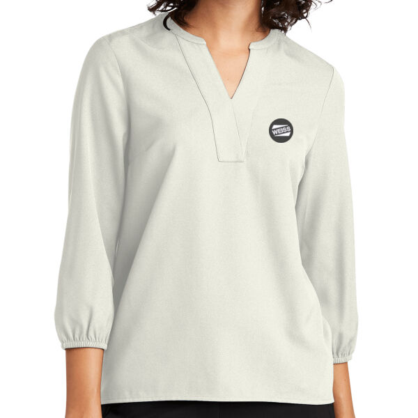 Embroidered Weiss North America Inc. - Women's Stretch Crepe 3/4 Sleeve Blouse Thumbnail
